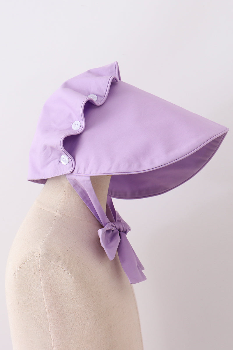 Bonnet violet à volants et nœud
