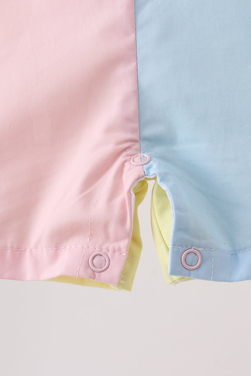 Barboteuse colorblock bleue et jaune