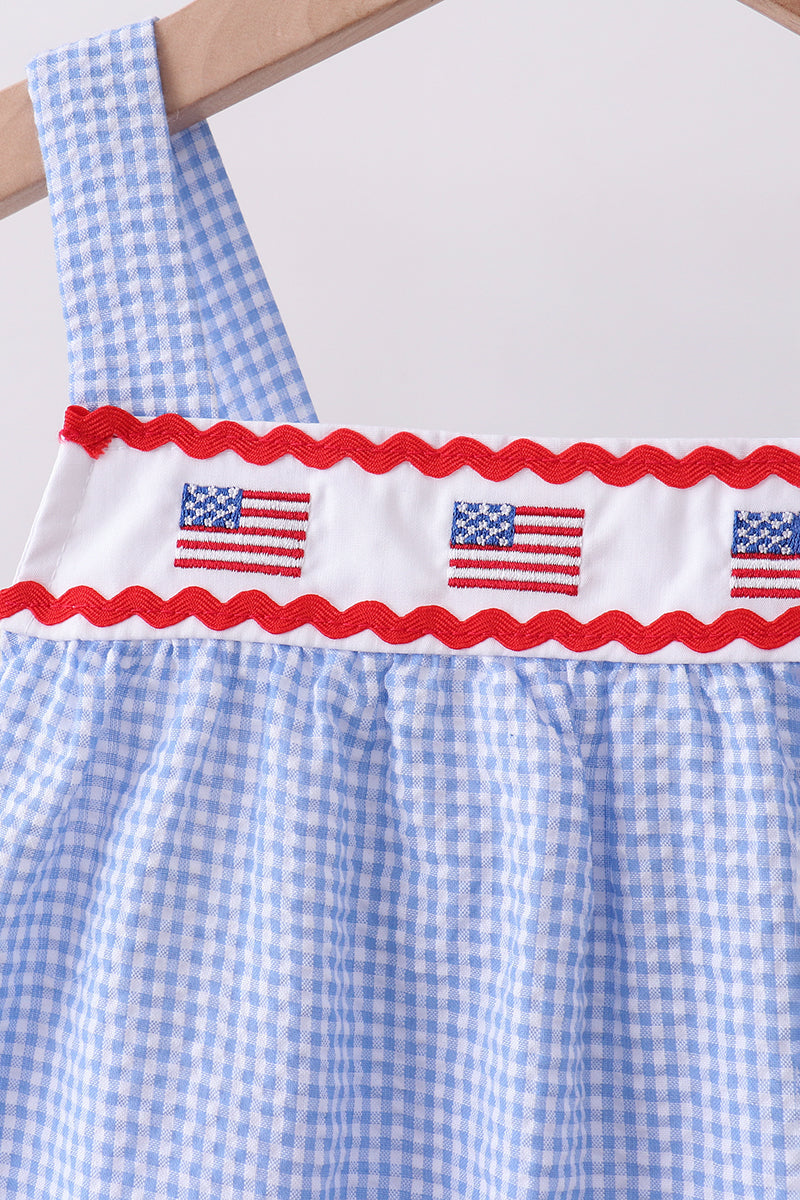 Ensemble bloomer à volant brodé drapeau bleu