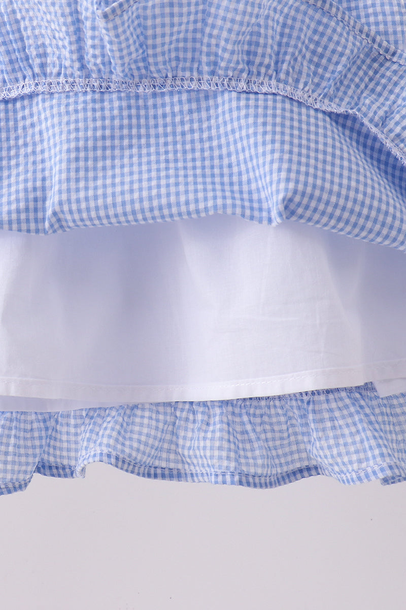 Ensemble bloomer à volant brodé drapeau bleu