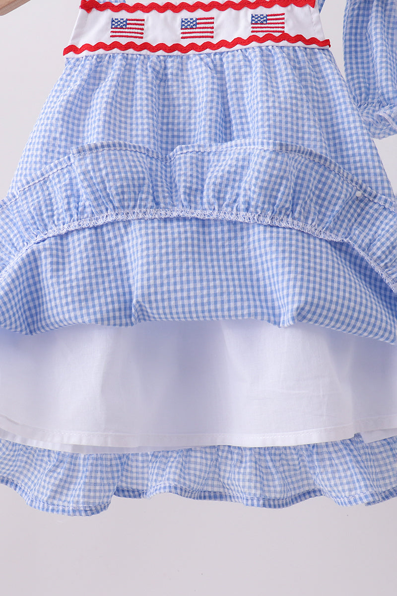 Ensemble bloomer à volant brodé drapeau bleu