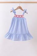 Robe à volants brodée drapeau bleu