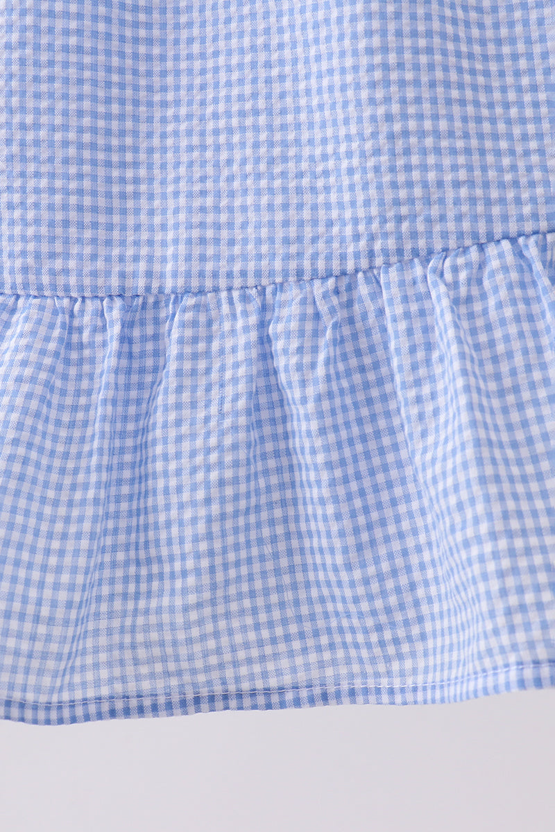 Robe à volants brodée drapeau bleu