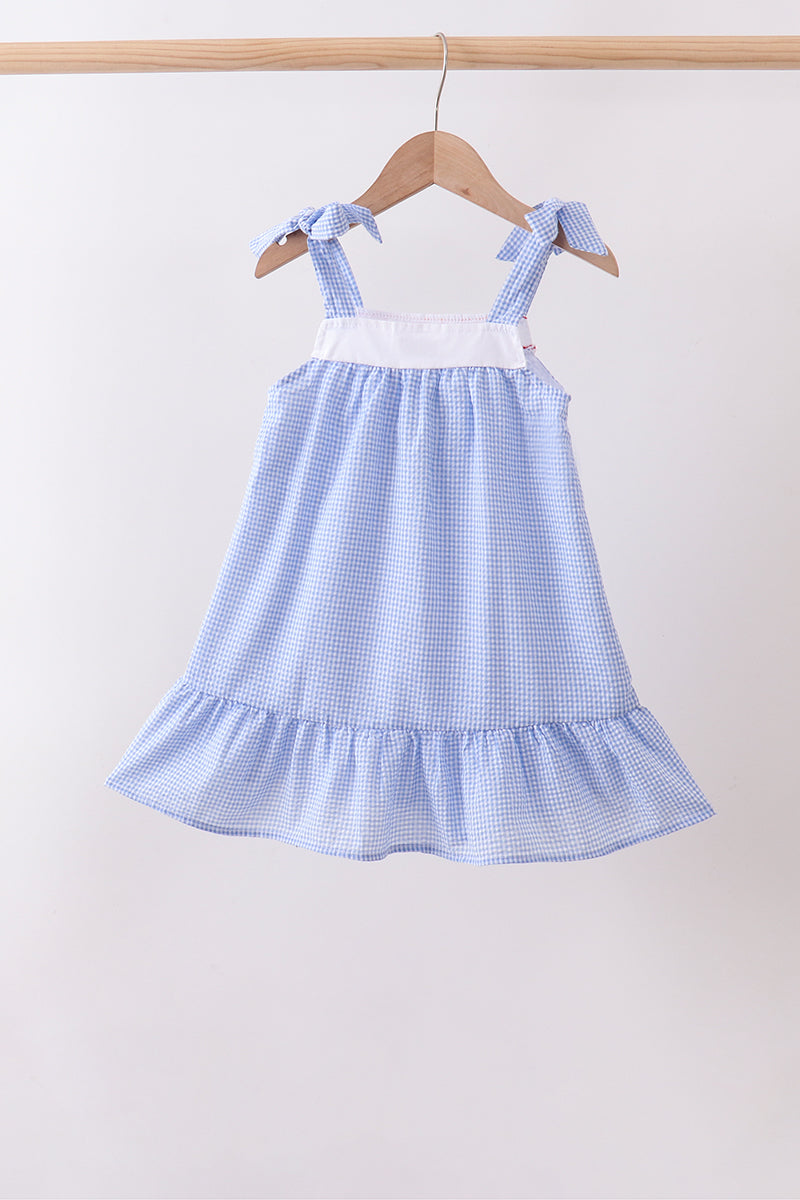 Robe à volants brodée drapeau bleu