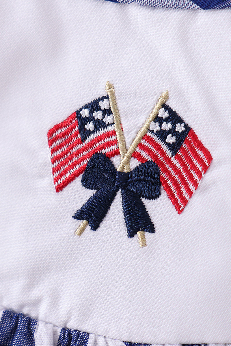 Robe à carreaux brodée feux d'artifice drapeau noir