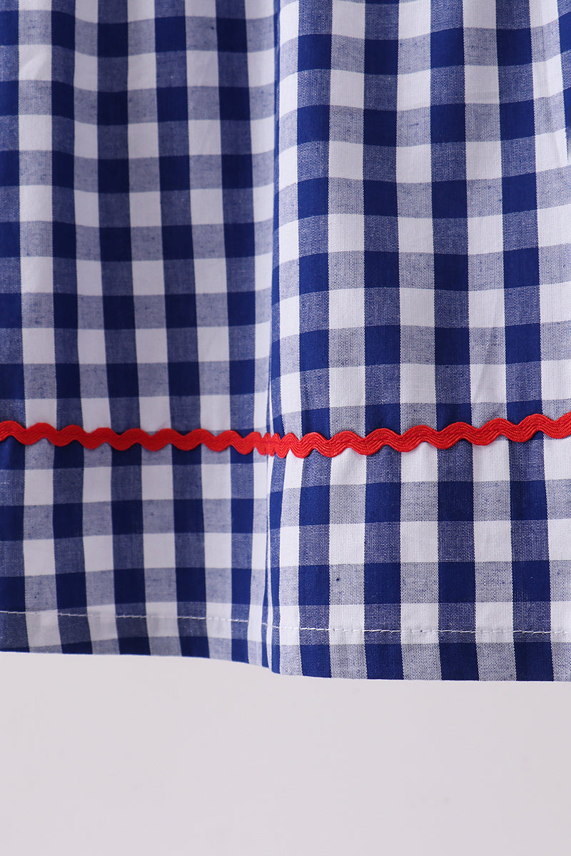Robe à carreaux brodée feux d'artifice drapeau noir