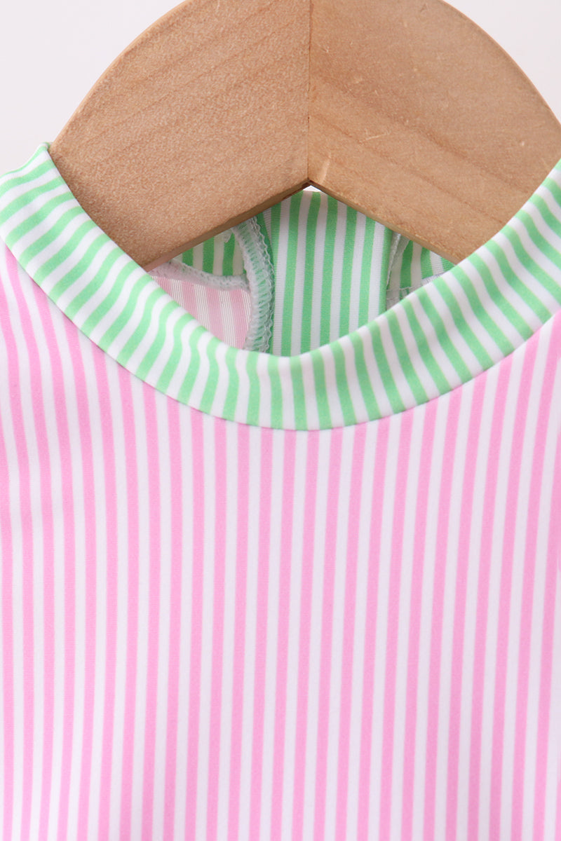 Haut de protection anti-UV rayé rose