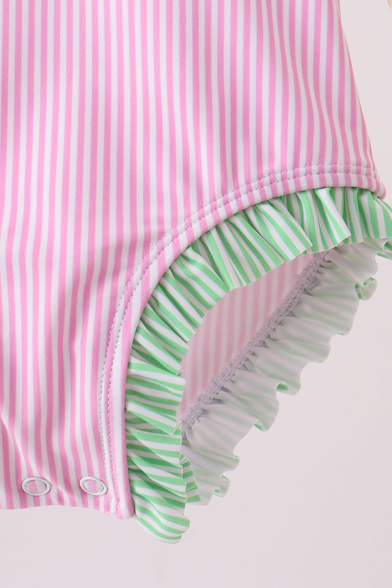 Haut de protection anti-UV rayé rose