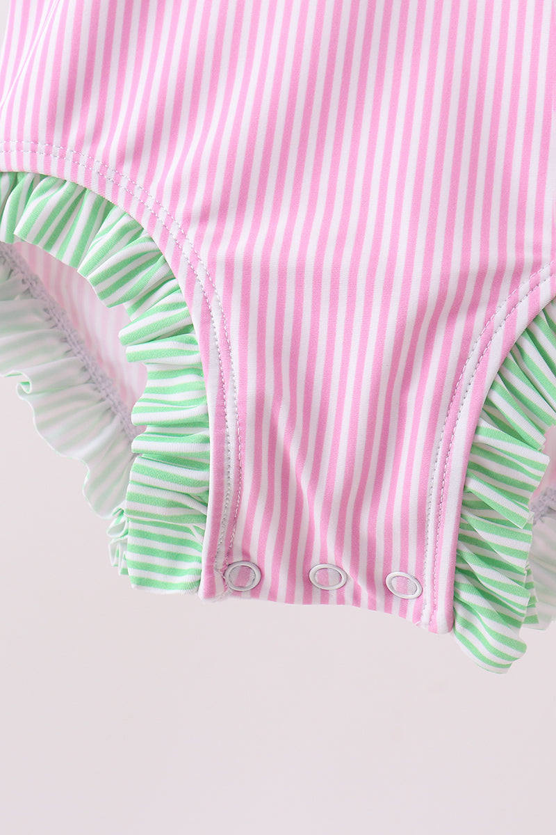 Haut de protection anti-UV rayé rose