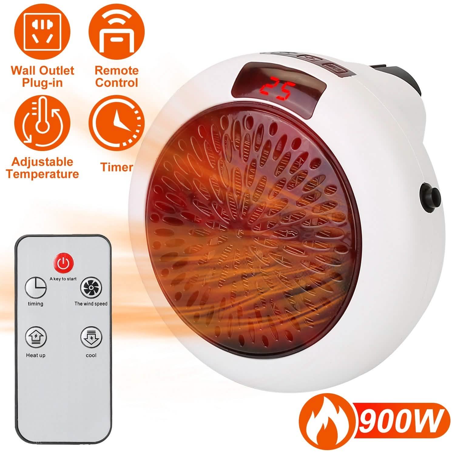 Chauffage soufflant portatif 900 W avec télécommande