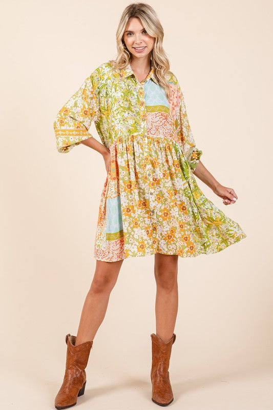 Nouvelle robe chemise à manches longues boutonnée à imprimé floral pour femme – Élégante, tendance, fluide, féminine et chic intemporel