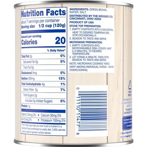 Haricots verts coupés en conserve Kroger 794 g