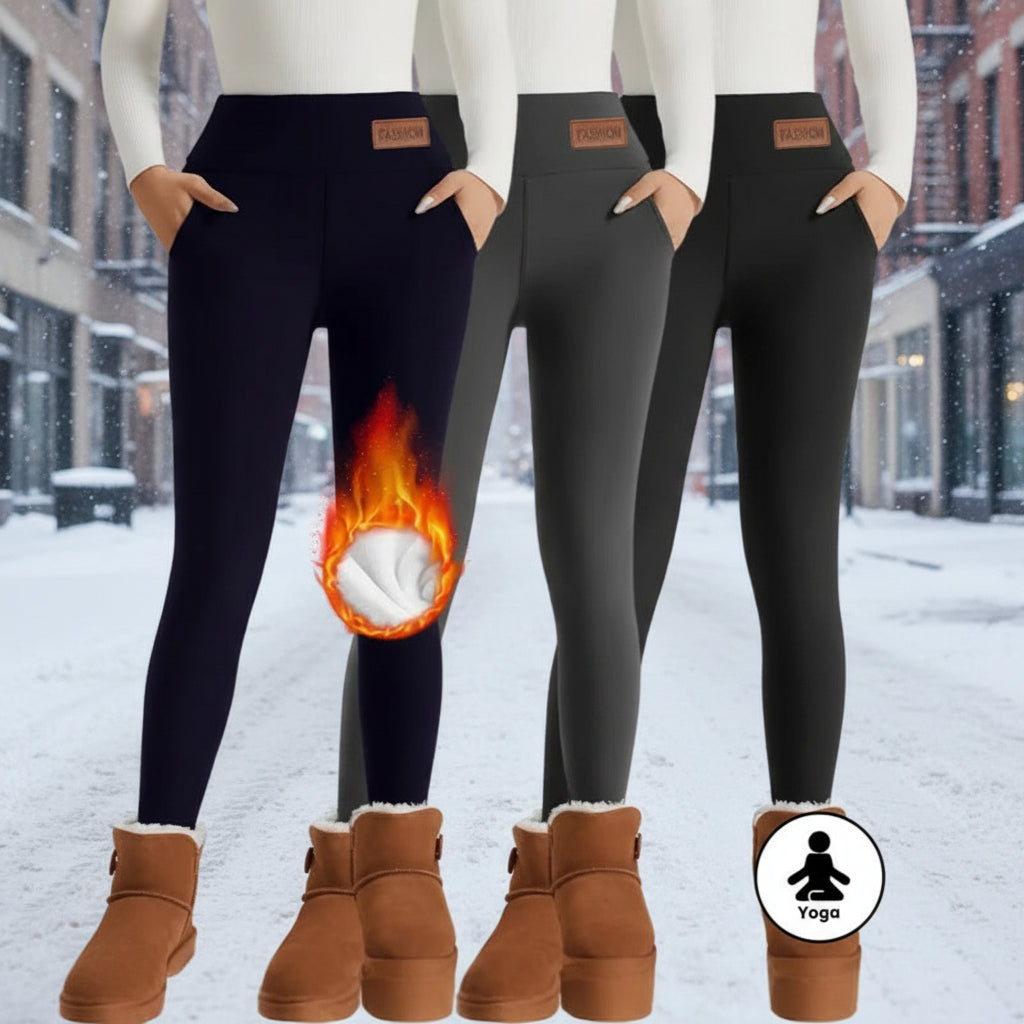 Collant chaud doublé en molleton taille haute pour femme