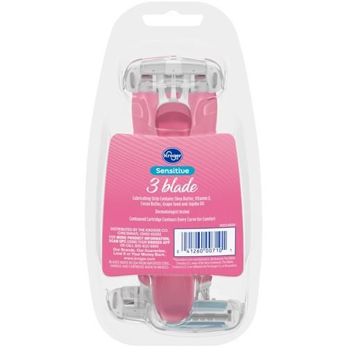 Rasoirs jetables 3 lames sensibles pour femmes Kroger, paquet de 3
