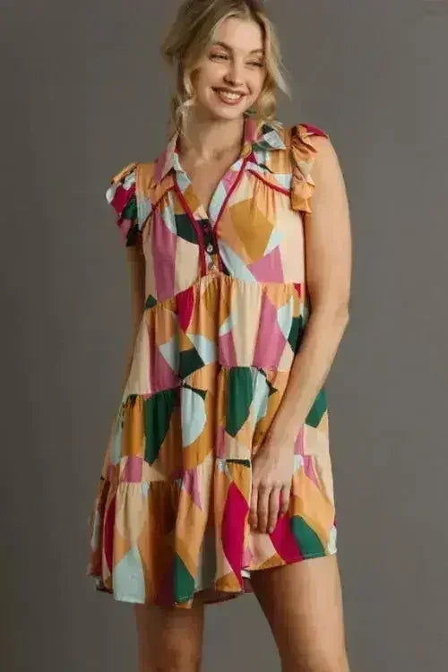 Robe mini taille plus à manches volantées avec boutons Umgee