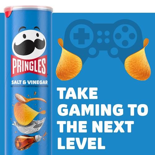 Pringles Chips de pommes de terre croustillantes, collations du midi, collations à emporter, sel et vinaigre, boîte de 156 g (1 boîte)