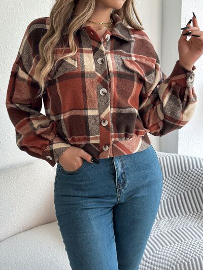 Veste à carreaux boutonnée à manches longues pour femme, confortable, tendance et décontractée, veste simple