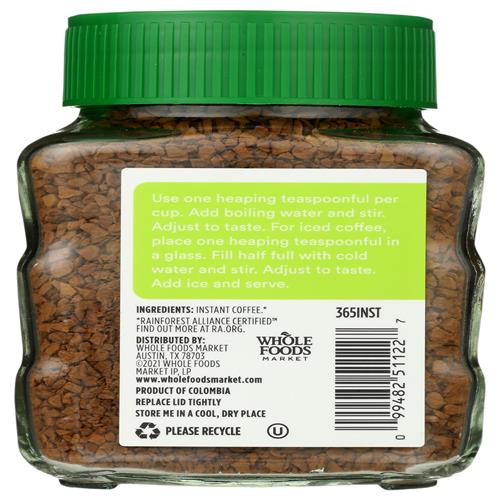 Whole Foods Market, Café Instantané Décaféiné, Torréfaction Vienne Foncée, Procédé Suisse à l'Eau, 3,5 onces