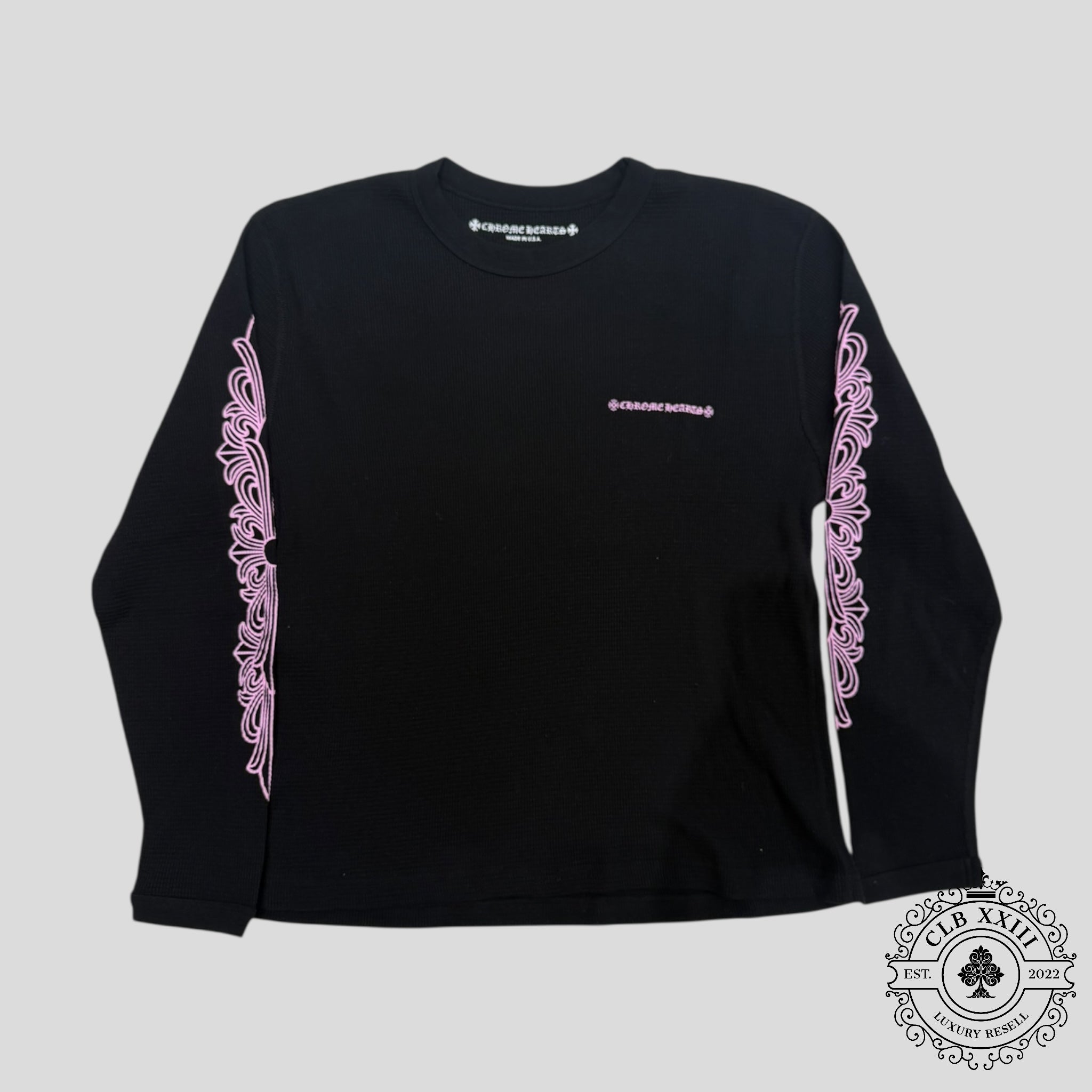 Chrome Hearts Matty Boy Pink Script Thermal Manches Longues