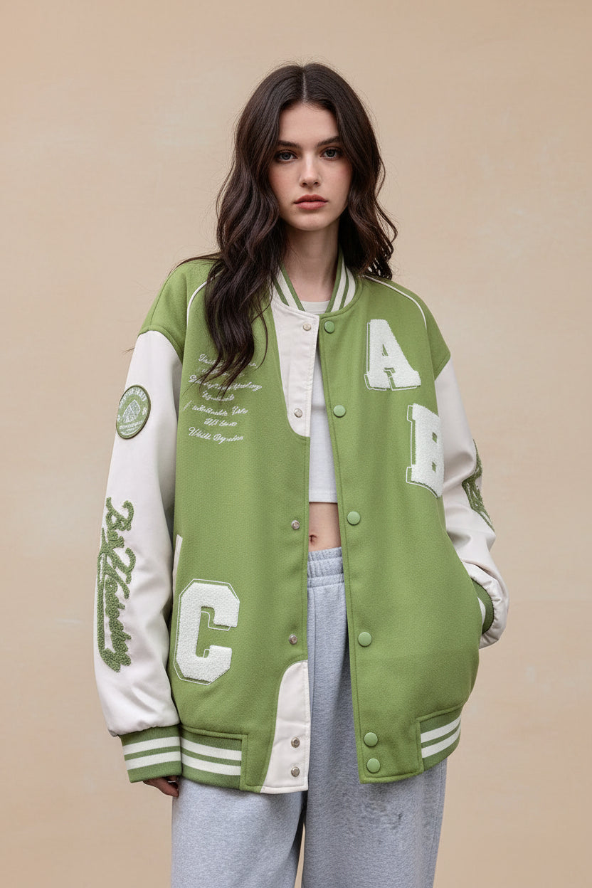 Blouson bomber oversize en laine d'agneau Y2K pour femme