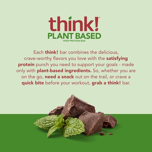 Think! Barres hyperprotéinées végétaliennes/végétales - Chocolat Menthe, 13g de protéines, 5g de sucre, sans édulcorants artificiels, vérifié par le projet sans OGM, paquet de 10 (l'emballage peut varier)