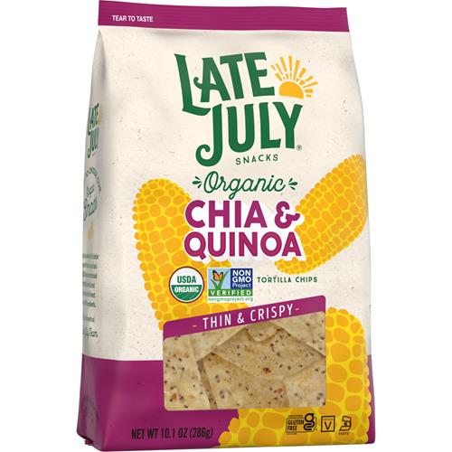 Late July Snacks Chips de tortilla biologiques minces et croustillants avec chia et quinoa, sac de 286 g
