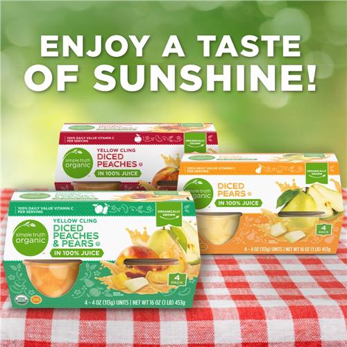 Simple Truth Yellow Cling Diced Peaches & Pear Cups 4 ct / 4 oz