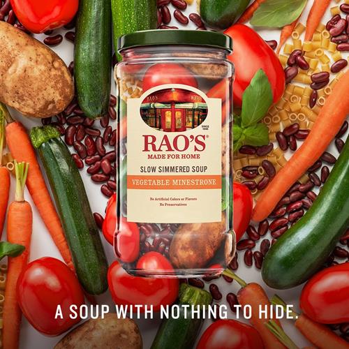 Soupe Minestrone aux légumes maison Raos, 453g, vrais légumes, soupe italienne traditionnelle prête à l'emploi