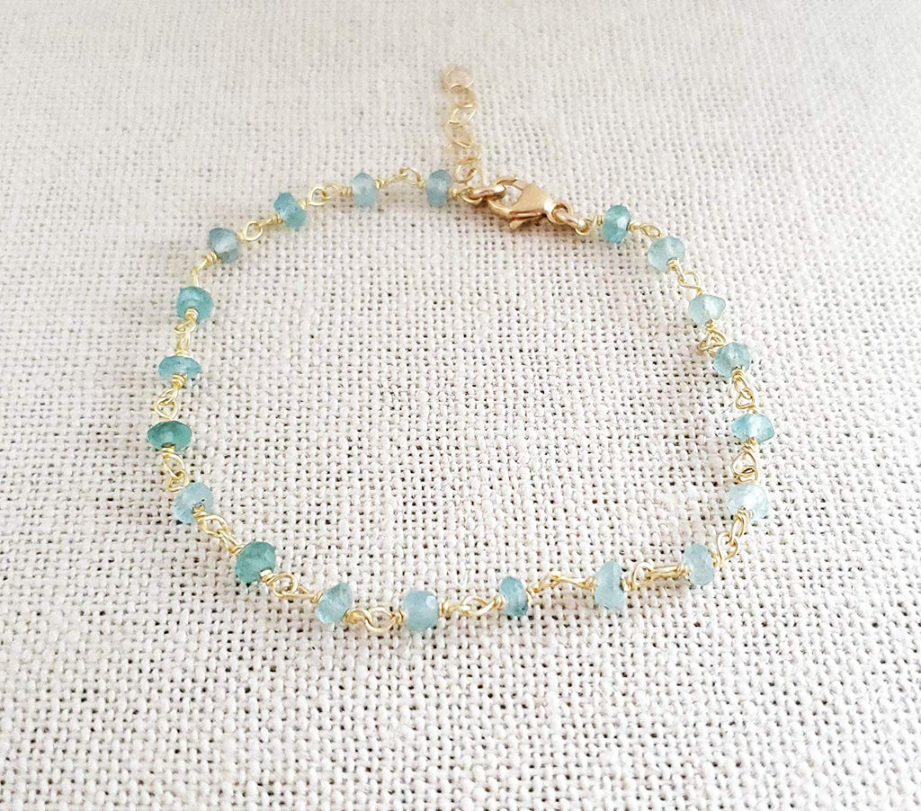Blue Apatite Gemstone 14k Gold Filled Bracelet