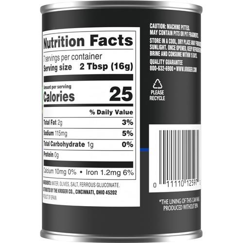 Olives noires tranchées Kroger 107 g