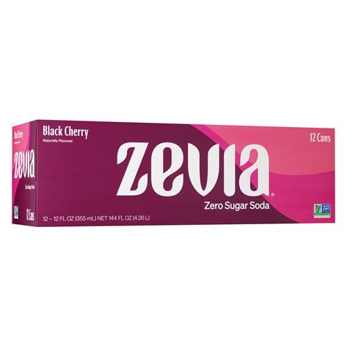 Zevia Boisson Gazeuse Zéro Sucre, Cerise Noire, Canettes de 355 ml (Paquet de 12)