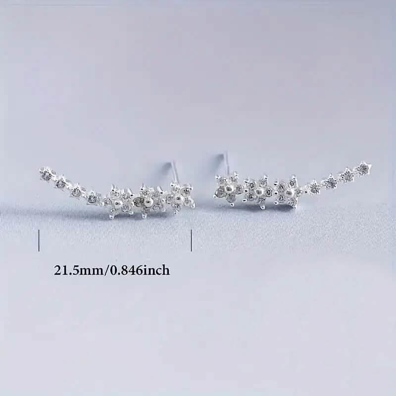 Boucles d'oreilles grimpantes en argent 925 avec oxydes de zirconium de synthèse hypoallergéniques