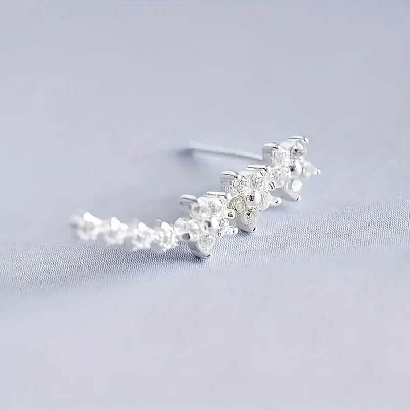 Boucles d'oreilles grimpantes en argent 925 avec oxydes de zirconium de synthèse hypoallergéniques