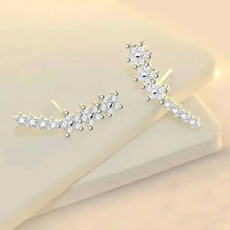 Boucles d'oreilles grimpantes en argent 925 avec oxydes de zirconium de synthèse hypoallergéniques