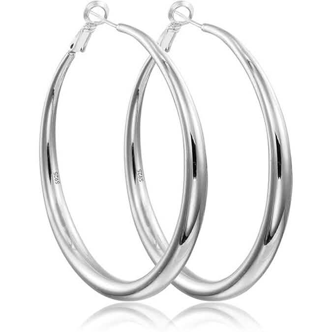 Boucles d'oreilles créoles 50 mm en argent sterling 925