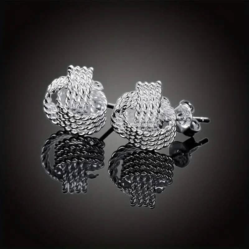 Boucles d'oreilles tressées en argent sterling 925