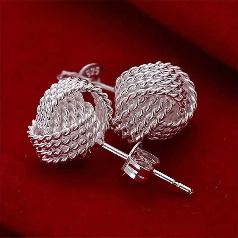 Boucles d'oreilles tressées en argent sterling 925