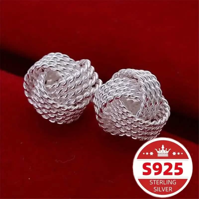 Boucles d'oreilles tressées en argent sterling 925