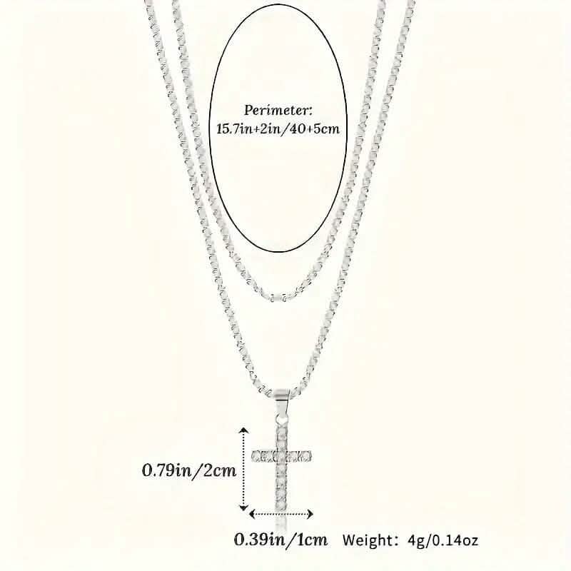 Pendentif croix en argent sterling 925 avec chaîne