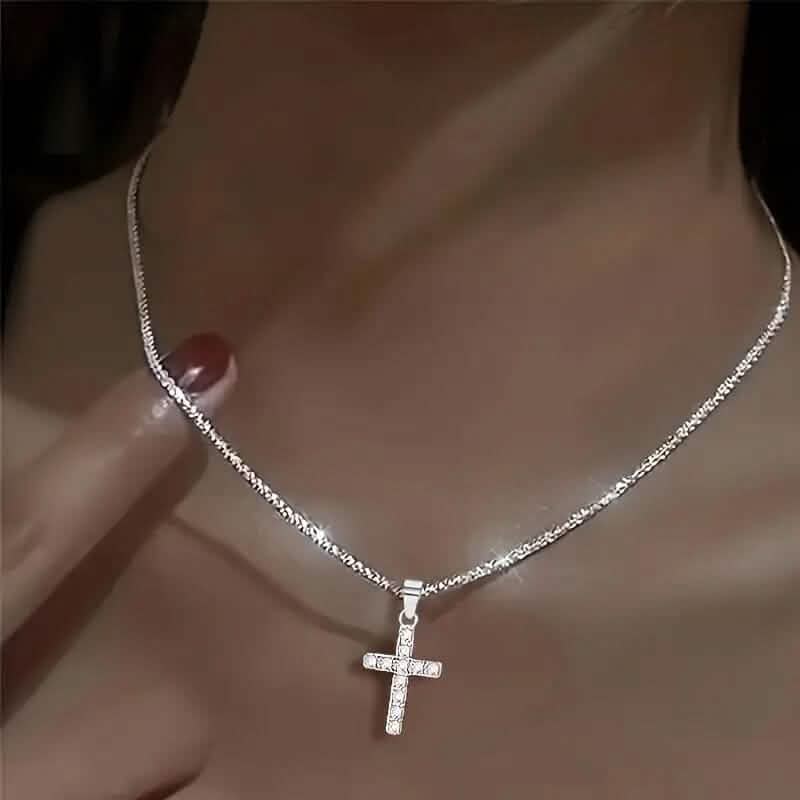 Pendentif croix en argent sterling 925 avec chaîne