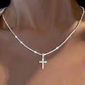 Pendentif croix en argent sterling 925 avec chaîne