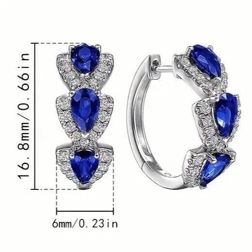 Boucles d'oreilles créoles en argent sterling 925 avec oxyde de zirconium synthétique
