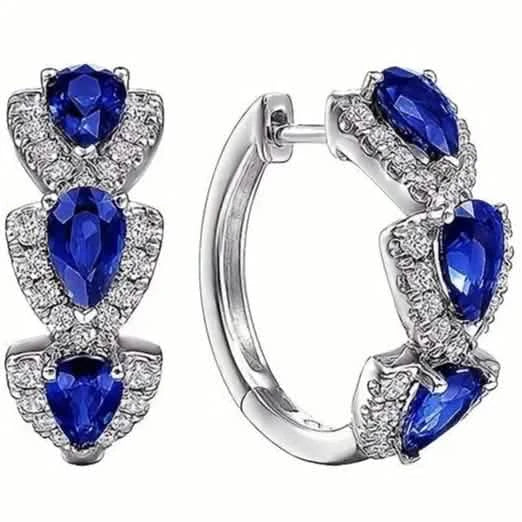 Boucles d'oreilles créoles en argent sterling 925 avec oxyde de zirconium synthétique
