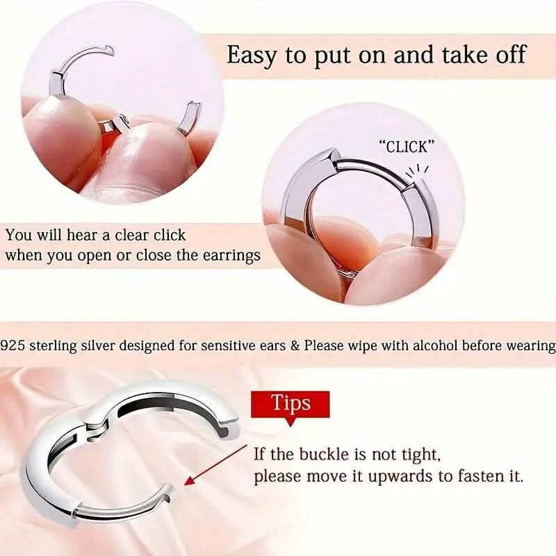 Boucles d'oreilles créoles en argent sterling 925 avec oxyde de zirconium synthétique