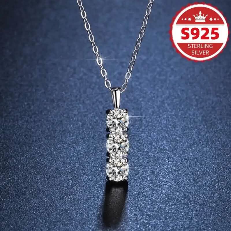 Collier en argent sterling 925 avec trois pendentifs verticaux en zircone synthétique