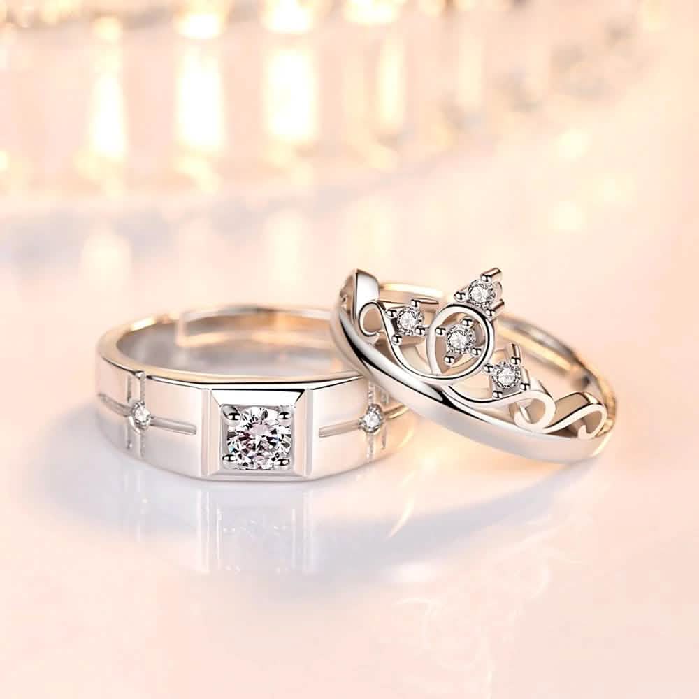 Bague de couple tendance en argent sterling 925