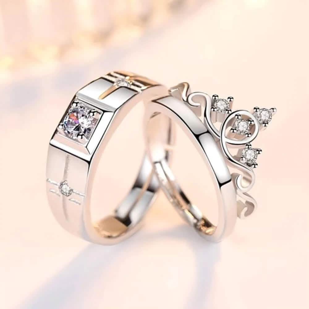 Bague de couple tendance en argent sterling 925