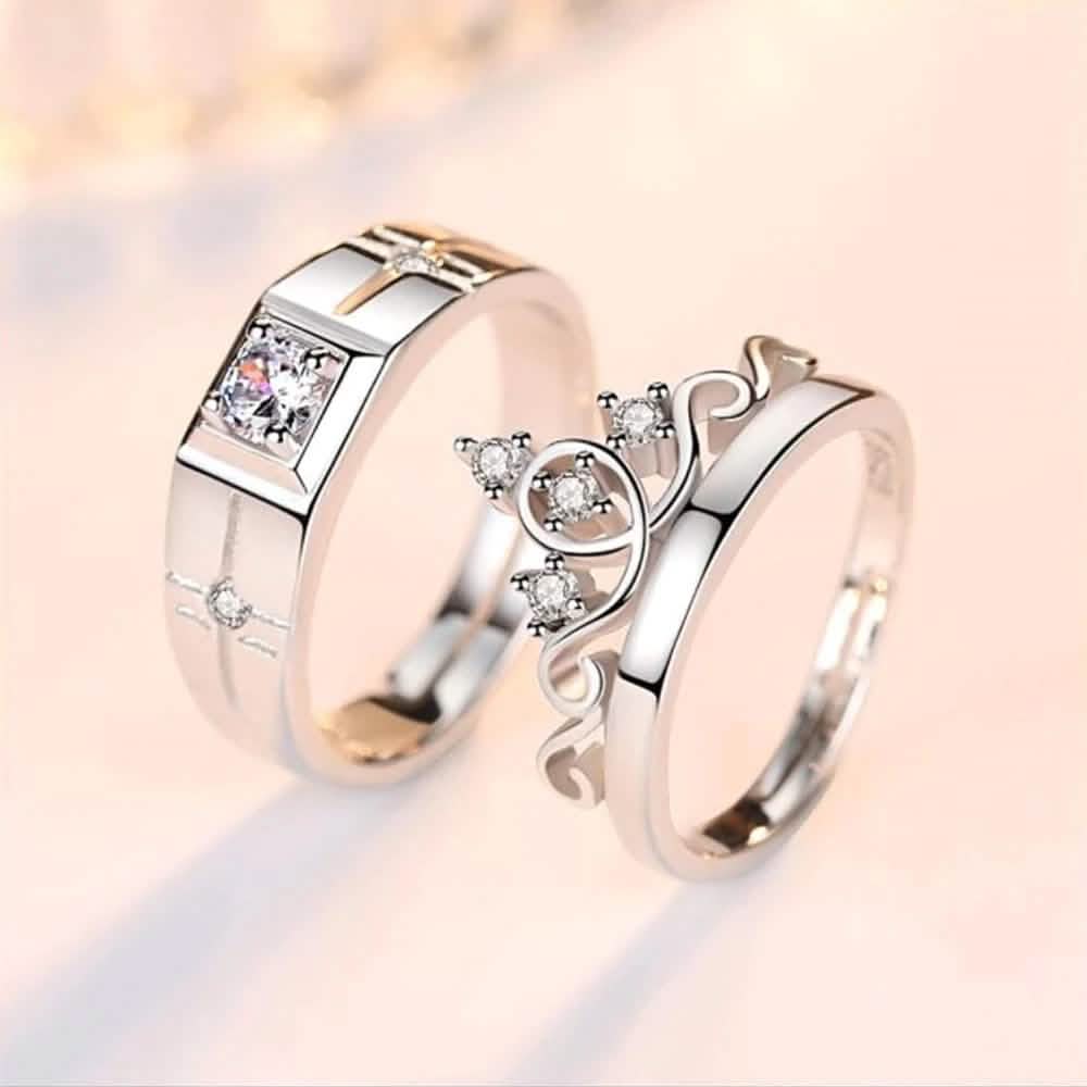 Bague de couple tendance en argent sterling 925