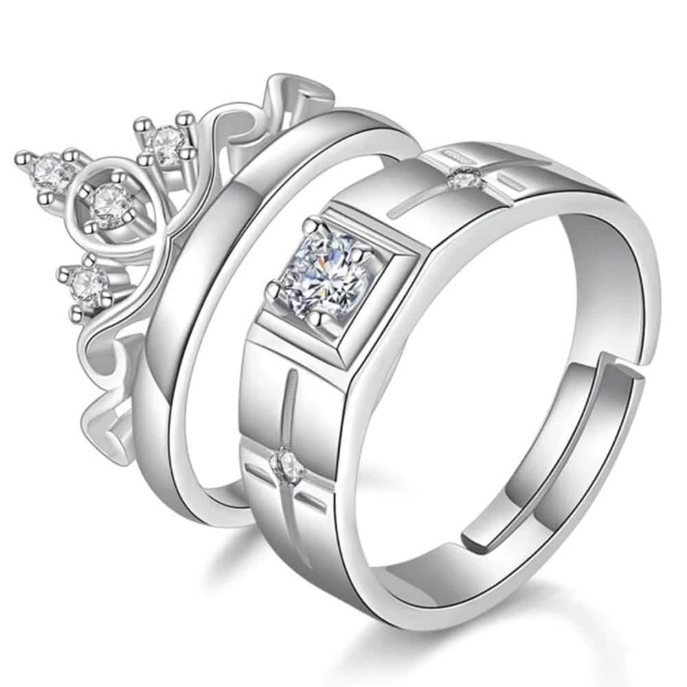 Bague de couple tendance en argent sterling 925