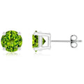 Boucles d'oreilles clous en argent sterling 925, péridot rond/ovale